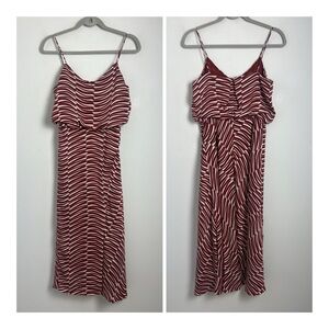 Classiques Entier Size 4 Cinnamon & Ivory Stripe Silk Flounce Bodice Midi Dress